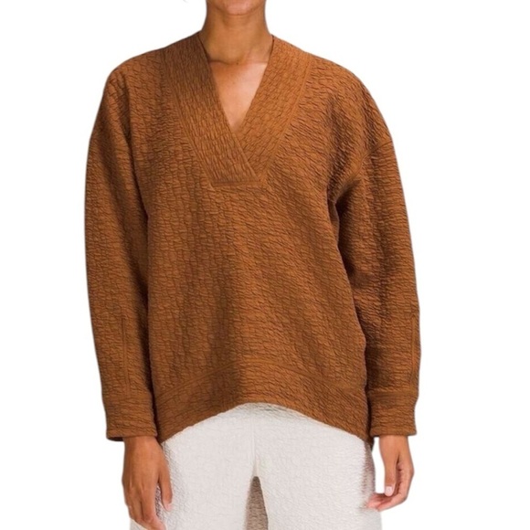 Lululemon | Women’s Rippled V-Neck Pullover Copper Brown Size 4 - Picture 1 of 7